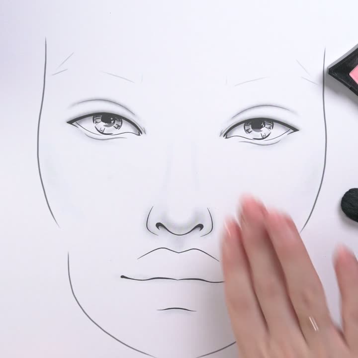 Facechart Pro en blanco sobre la mesa de trabajo, con las paletas de colorete al lado